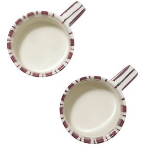 Noon & Moon cherry lacquer Coffee Tea Cup Set 2 NEW Cute Striped mugs